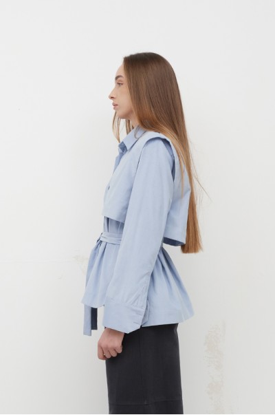 Сорочка з камізелькою вельвет блакить (Р 141/3)